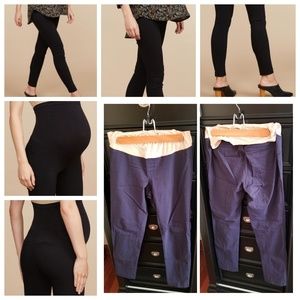Navy Blue Maternity Skinny Ankle Dress Pants